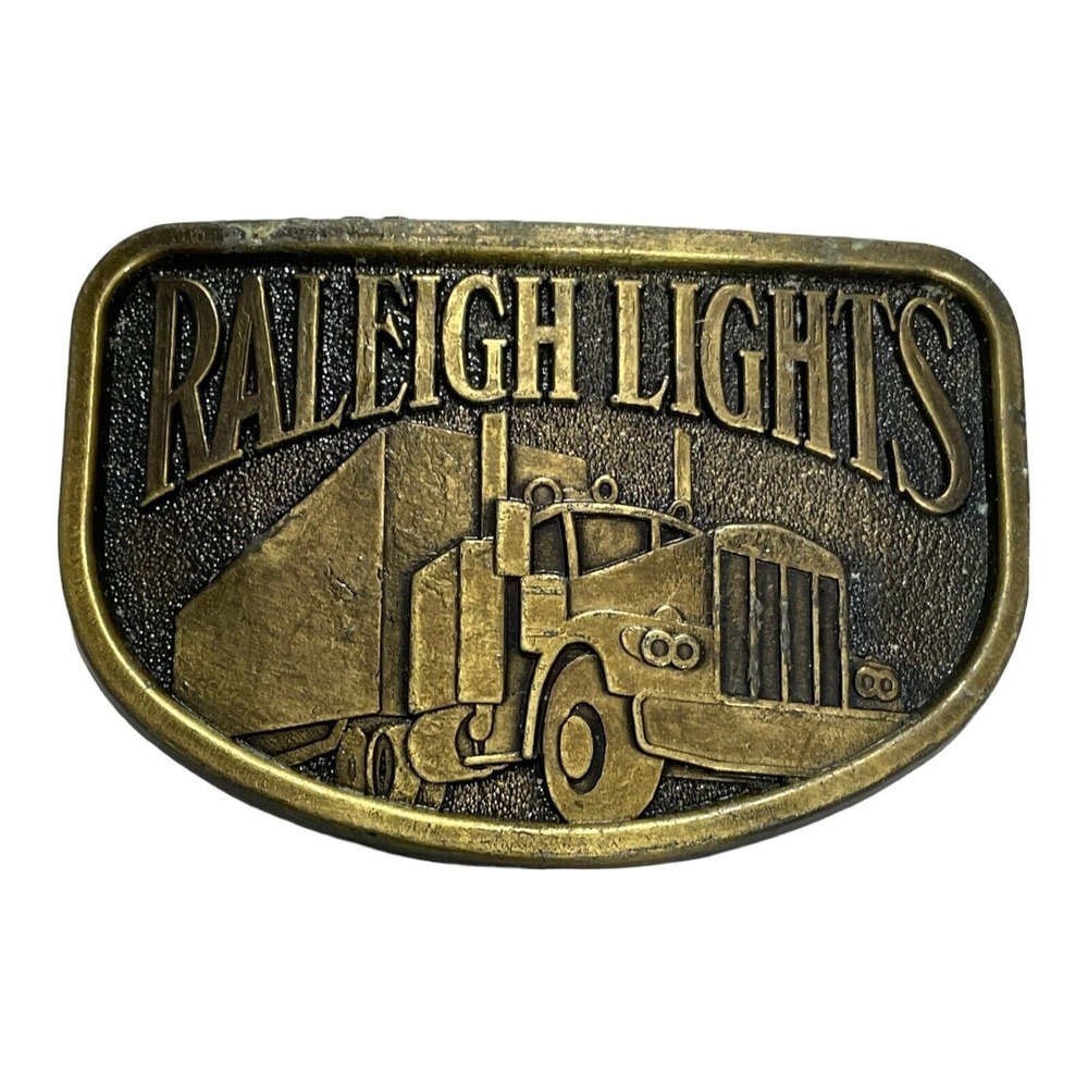 Raleigh Lights Belt Buckle‎ Semi-Truck Tractor Trailer Trucker Brass